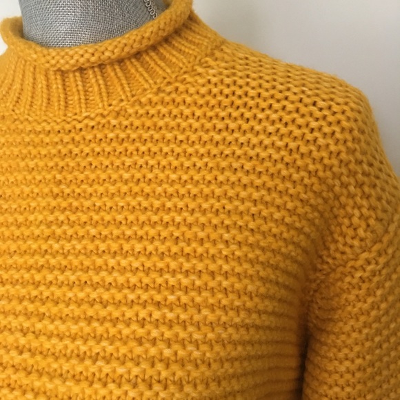 Lou & Grey Cropped Mock Neck Chunky Knit Hi-lo Hem Sweater, Small 🧡 - Picture 5 of 12